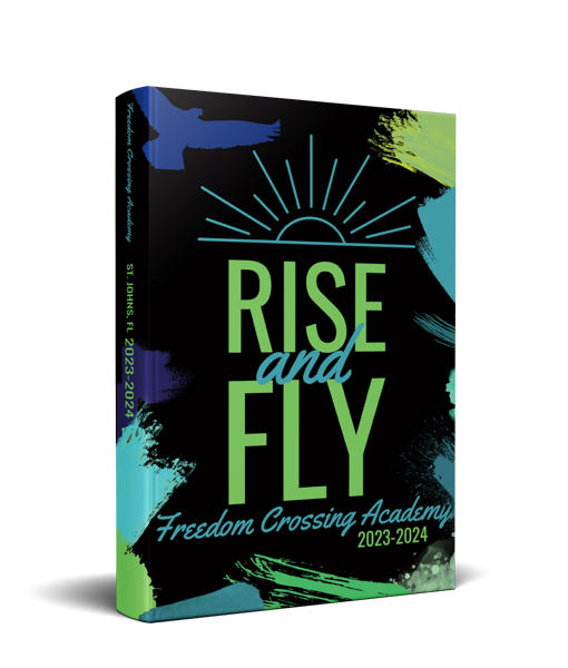 Freedom Crossing Academy Yearbook Cover Mockup